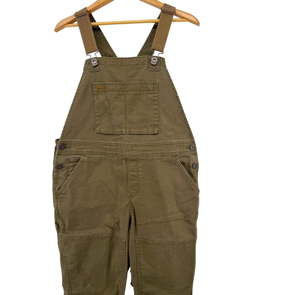 REI Cooperative Canvas Overalls Womens 12 Olive Green Utility Workwear Hiking